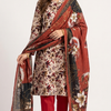 Beige Floral Print Khaddar – 3PC Unstitched Suit