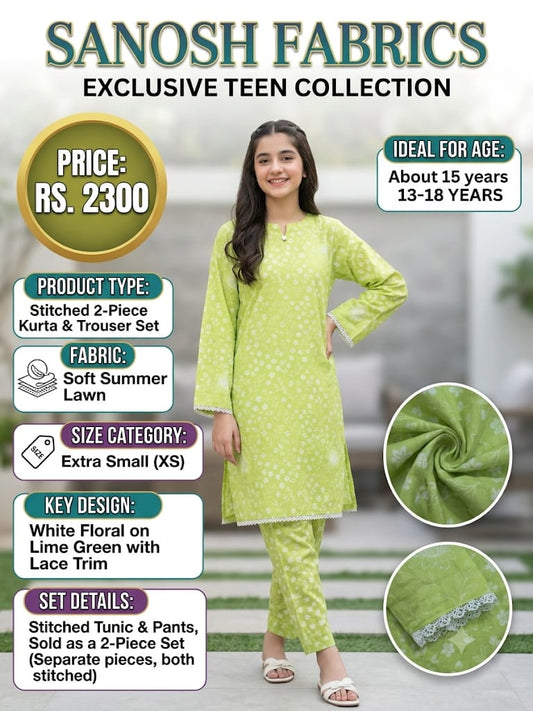 2PC Stitched (XS) Kurta , Trouser