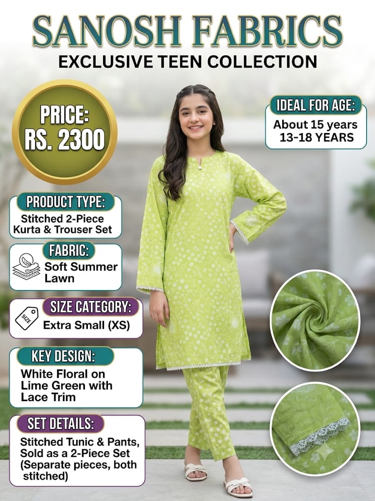 2PC Stitched (XS) Kurta , Trouser